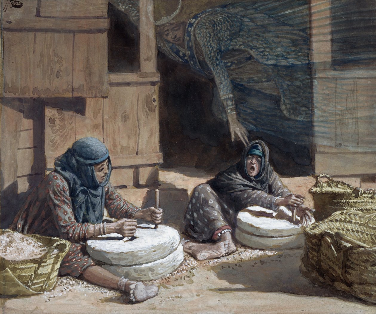 De twee vrouwen bij de molen, illustratie voor Het Leven van Christus door James Jacques Joseph Tissot