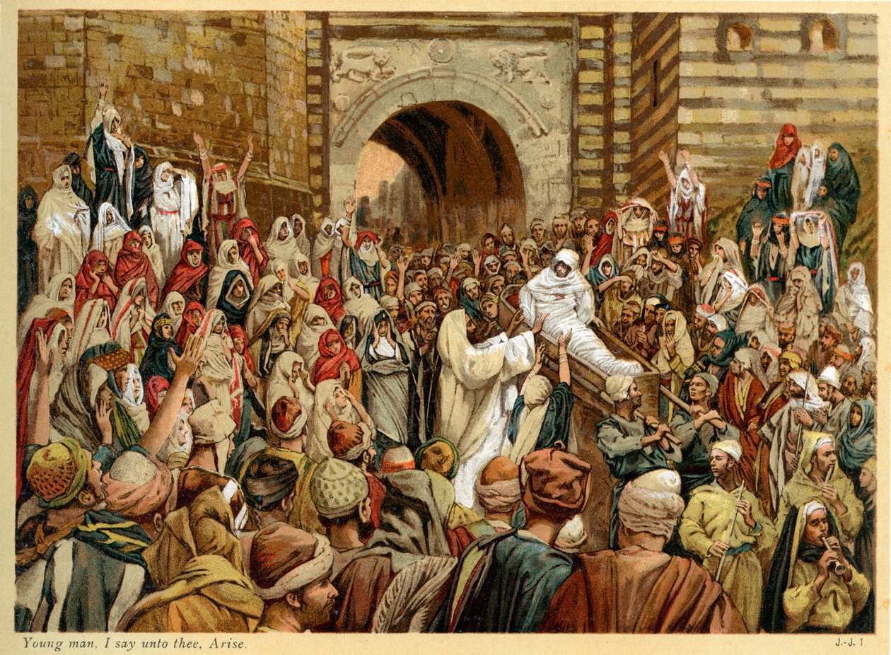 Jongeman, ik zeg u, sta op - Sint Lucas - Bijbel door James Jacques Joseph after Tissot