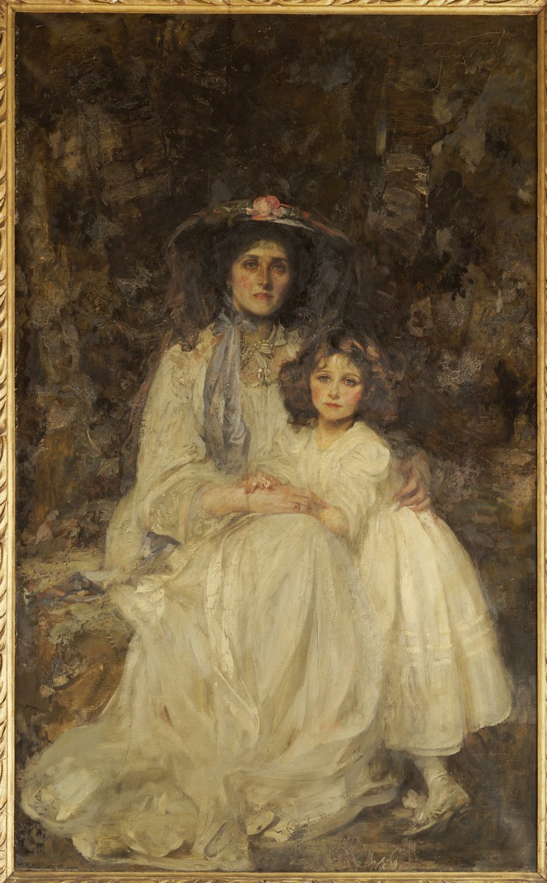 Lady Dickson-Poynder en haar dochter Joan, ca. 1905 door James Jebusa Shannon