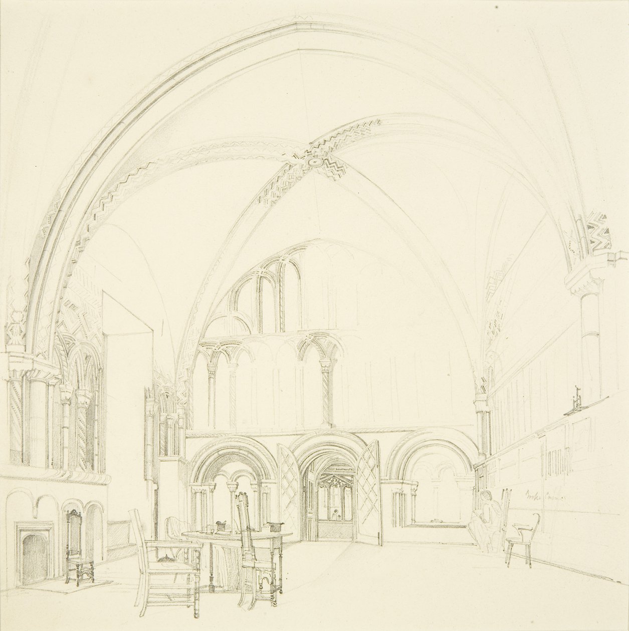 Interieur van de kapittelzaal van de kathedraal van Bristol door James Johnson