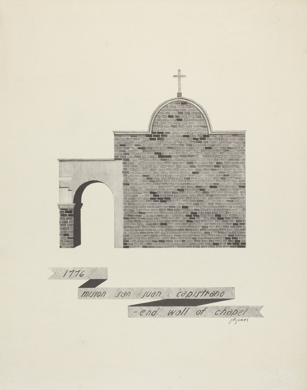 Missie San Juan Capistrano - Einde van Kapelmuur door James Jones