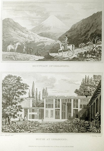 Berg en Huis bij Demavend, 1818 door James Justinian Morier