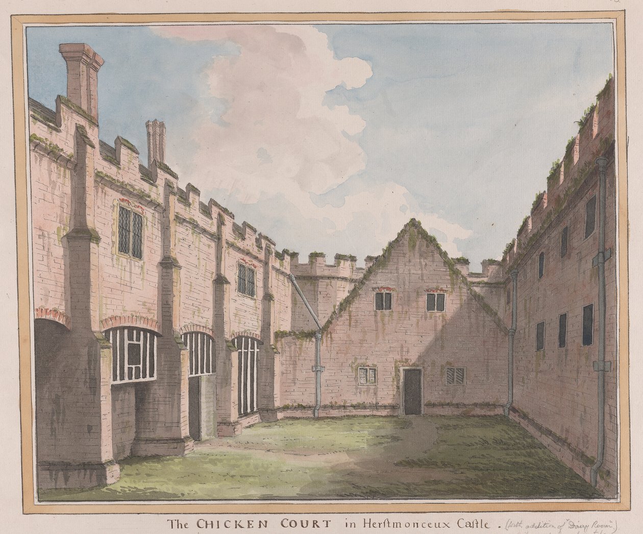 Herstmonceux Kasteel, East Sussex: De Kippenhof door James Lambert  of Lewes