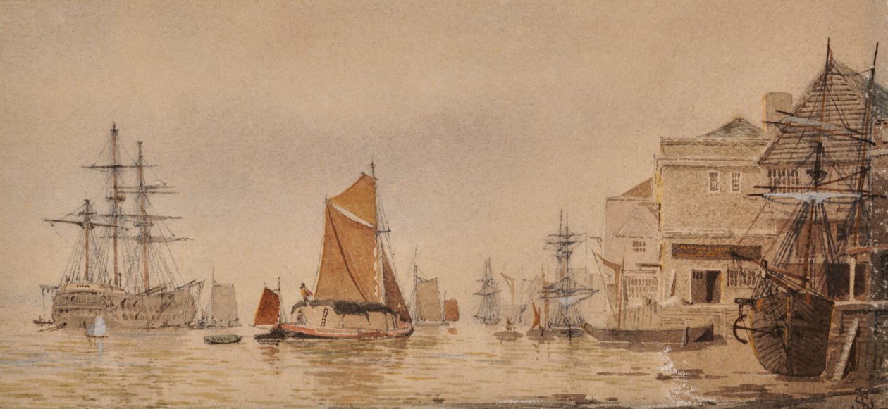 Zonsondergang op de rivier Medway door James Lawson Stewart