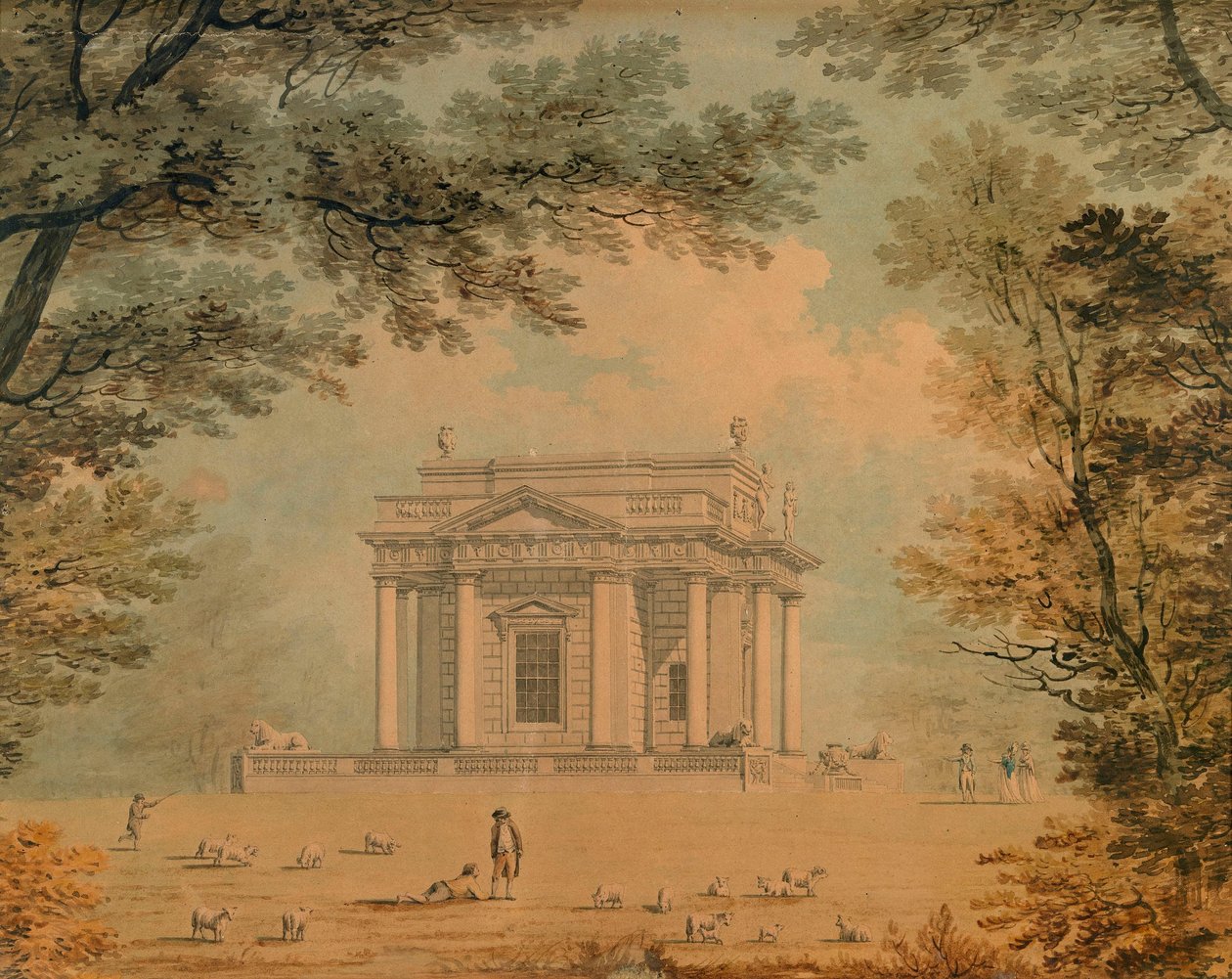 Het casino van Lord Charlemont in Marino, Dublin, vanuit het westen door James Malton