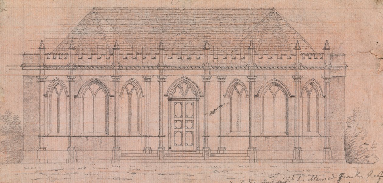 Voorbereidende tekening voor Ontwerp 20, Plaat 18 van Een Verzameling Ontwerpen voor Landelijke Toevluchtsoorden door James Malton