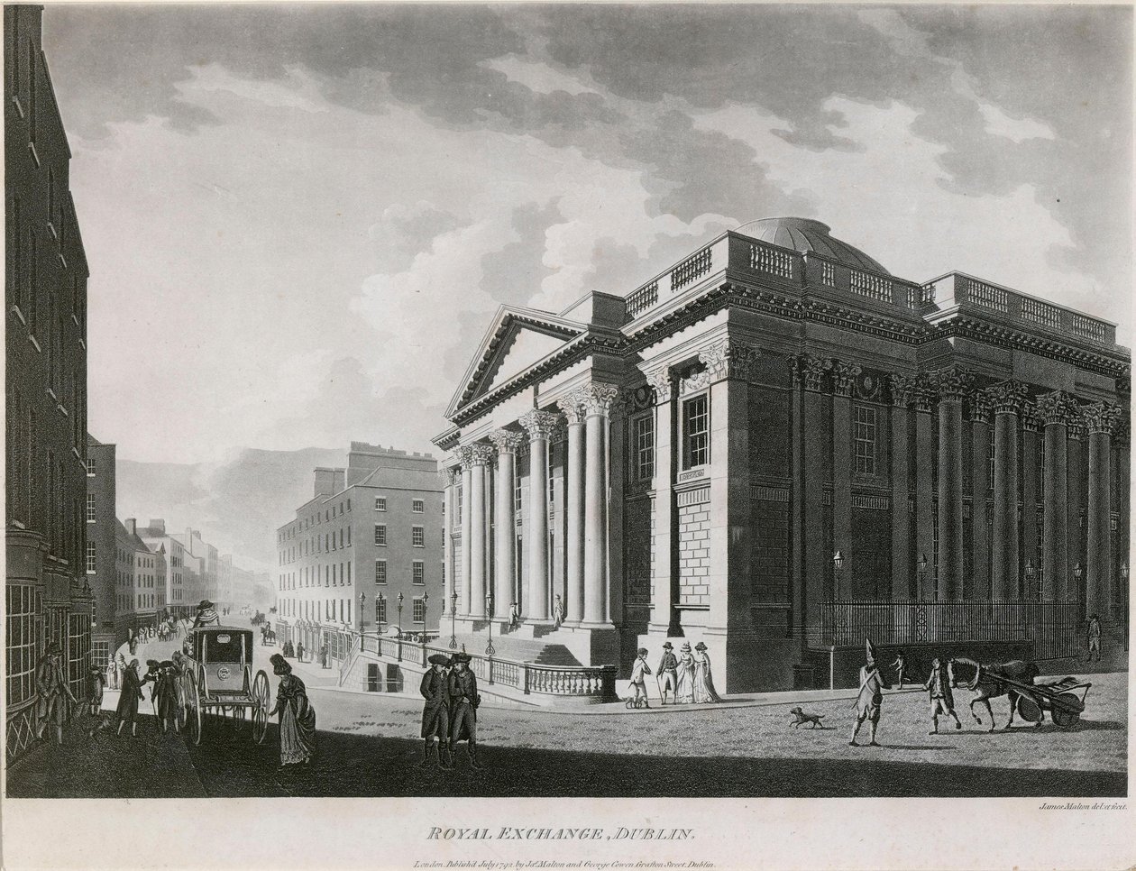 De Royal Exchange (nu City Hall), Cork Hill, Dublin door James Malton