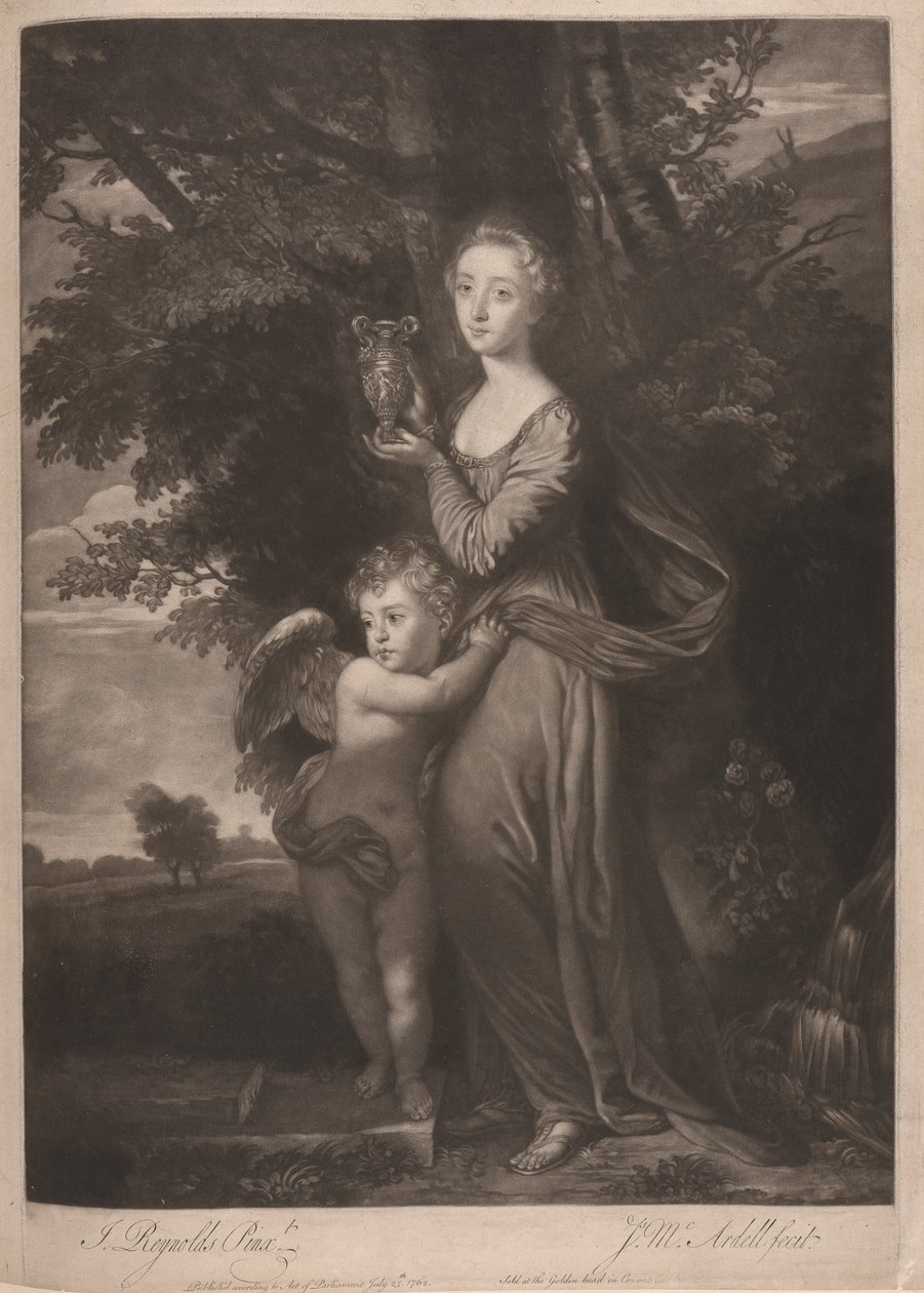 Miss Gravile (Frances Anne Greville en haar broer als "Hebe en Cupido" door James McArdell