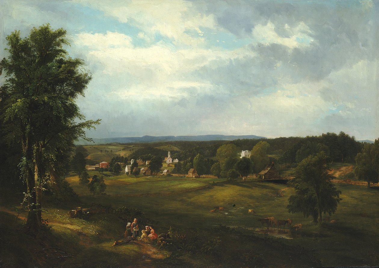 Dorpsscène nabij Albany, New York, 1850 door James McDougal Hart