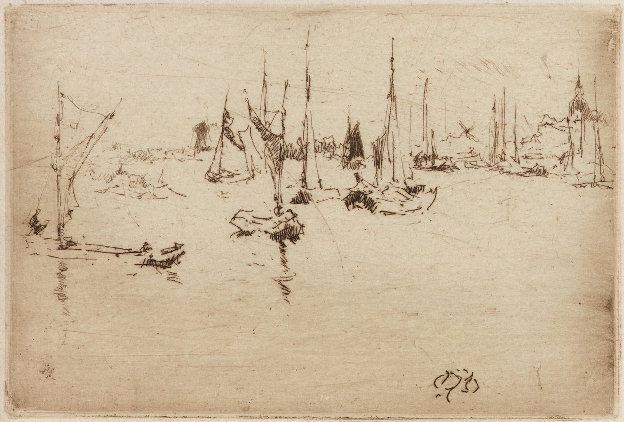 Aken, Dordrecht door James Abbott McNeill Whistler