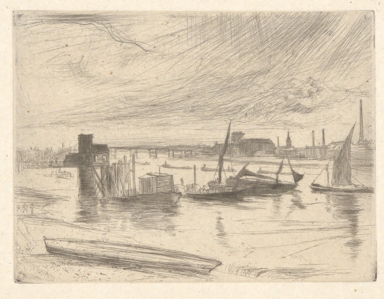 Battersea Dageraad (Cadogan Pier), uit de Thames Set door James Abbott McNeill Whistler
