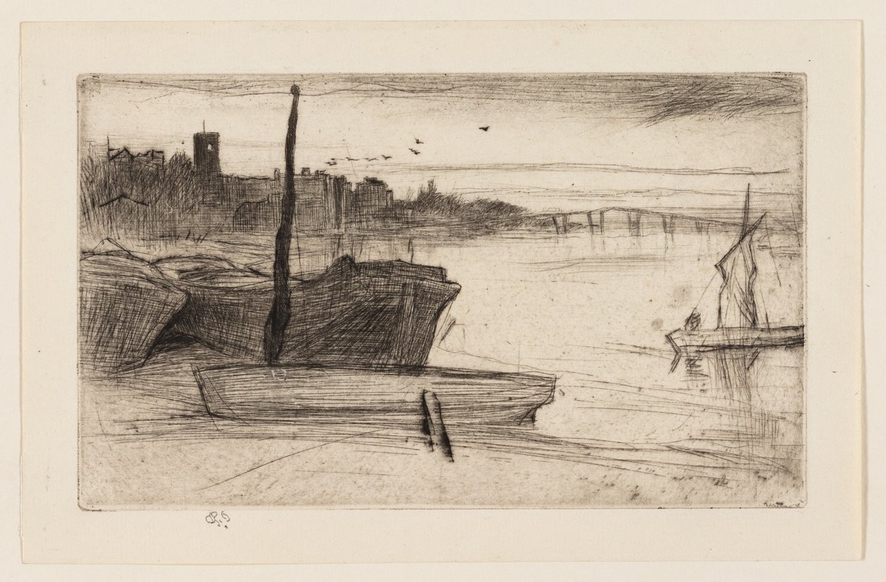 Chelsea Brug en Kerk door James Abbott McNeill Whistler