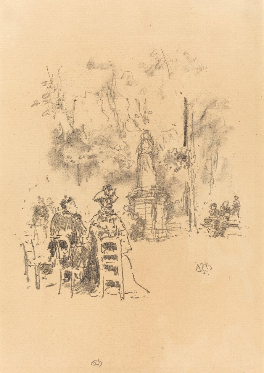 Gesprek Onder het Standbeeld, Luxemburgse Tuinen door James Abbott McNeill Whistler