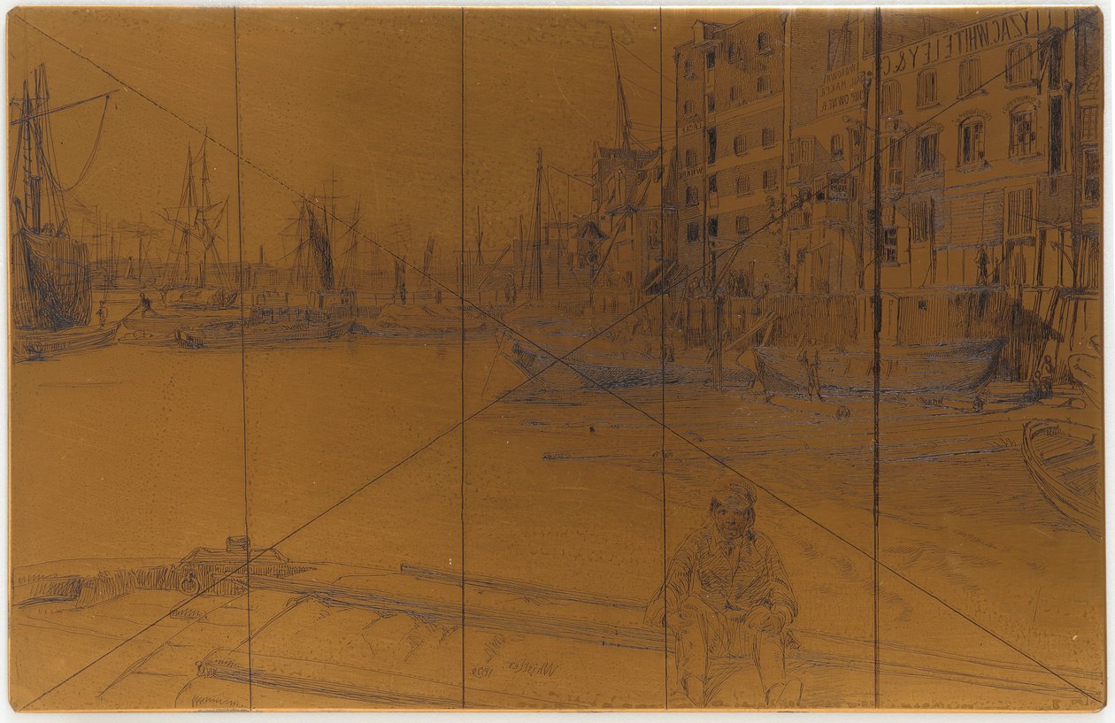 Etsplaat: Eagle Wharf (Tyzac Whiteley en Co.) door James Abbott McNeill Whistler