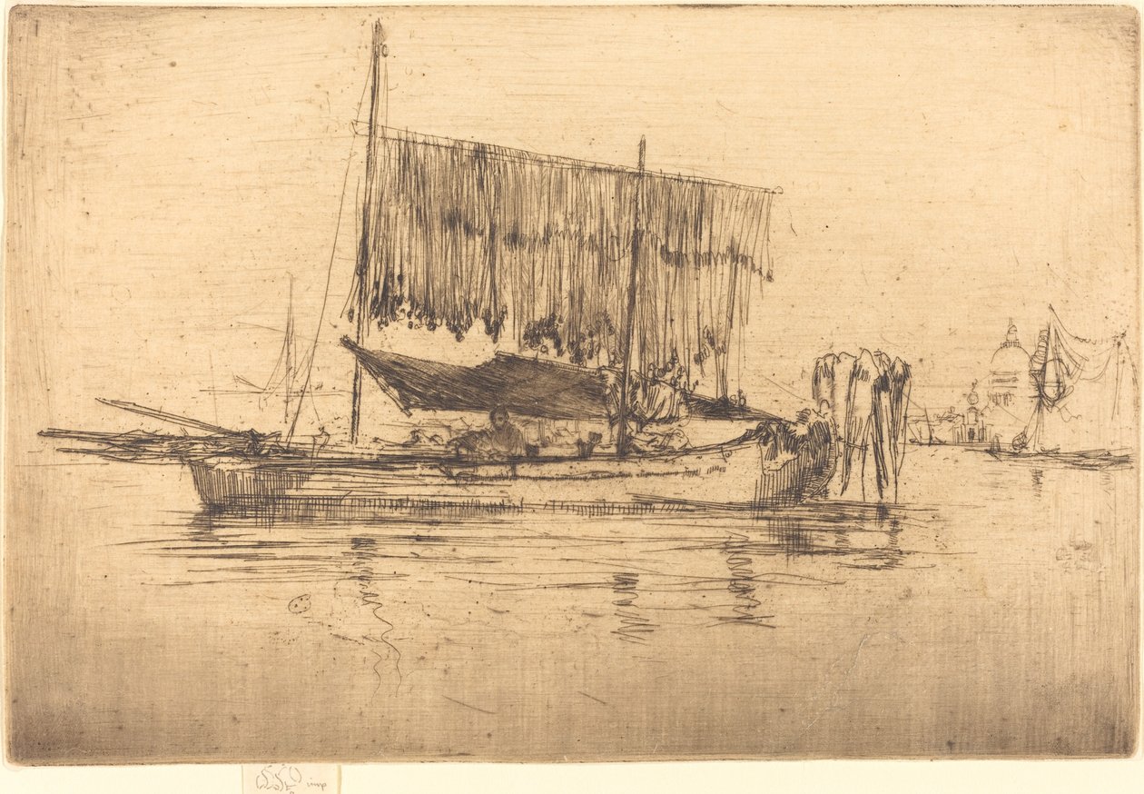 Vissersboot door James Abbott McNeill Whistler