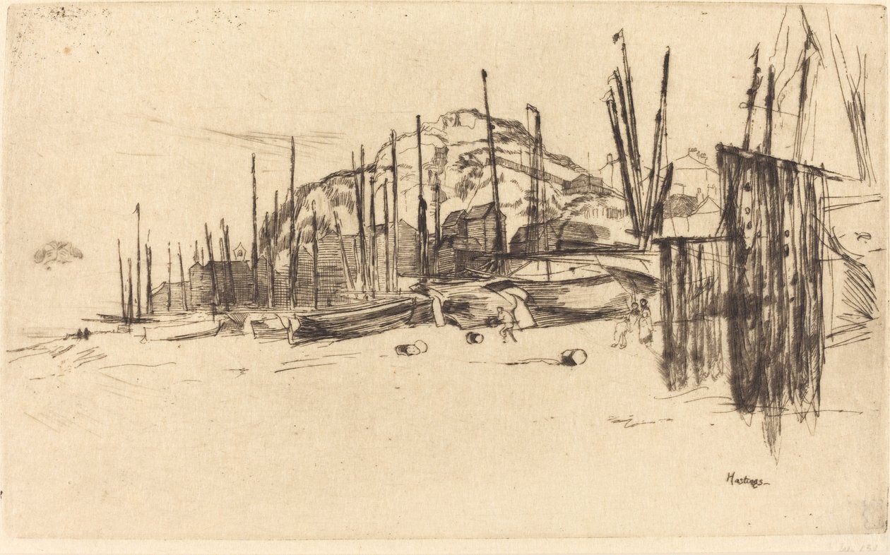 Vissersboten, Hastings door James Abbott McNeill Whistler