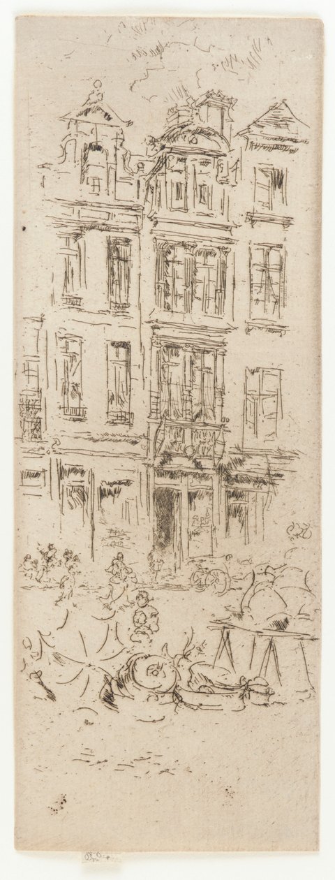 Bloemenmarkt, Brussel door James Abbott McNeill Whistler
