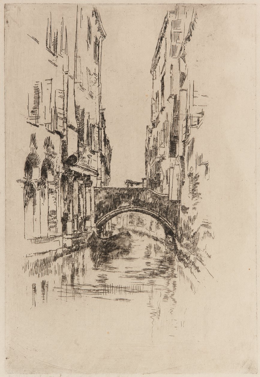 Gondel onder een Brug door James Abbott McNeill Whistler