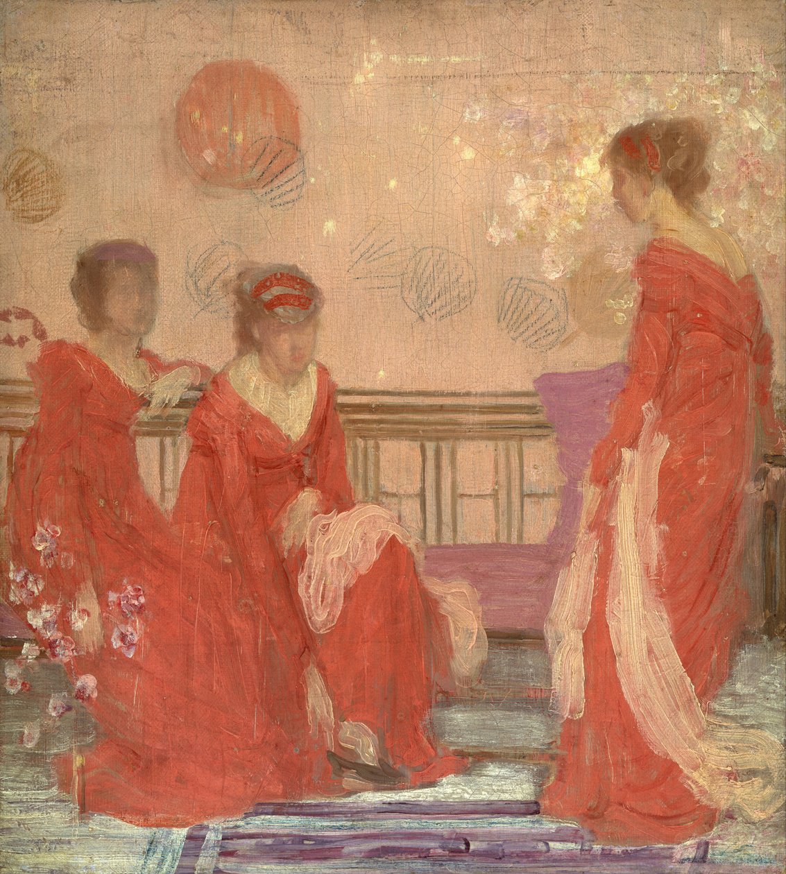 Harmonie tussen huidskleur en rood door James McNeill Whistler