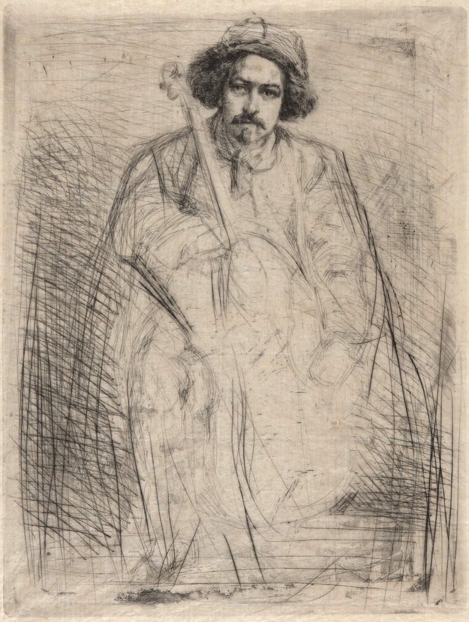 J. Becquet, beeldhouwer (De violist), uit de Theems-serie (Een serie van zestien etsen met scènes aan de Theems en andere onderwerpen) door James McNeill Whistler