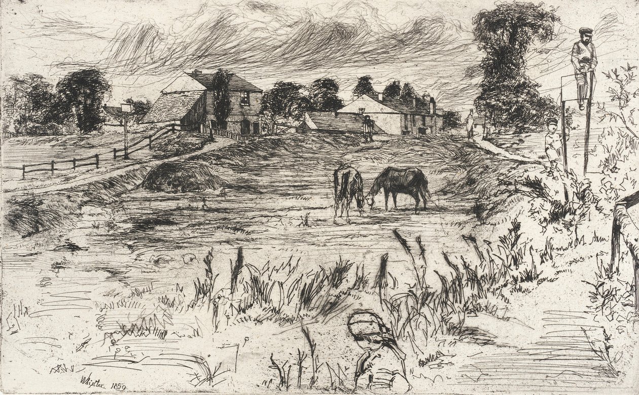 Landschap met paarden door James McNeill Whistler