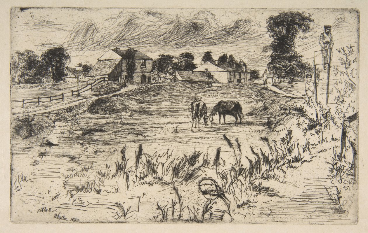 Landschap met het paard (Landschap met paarden) door James McNeill Whistler