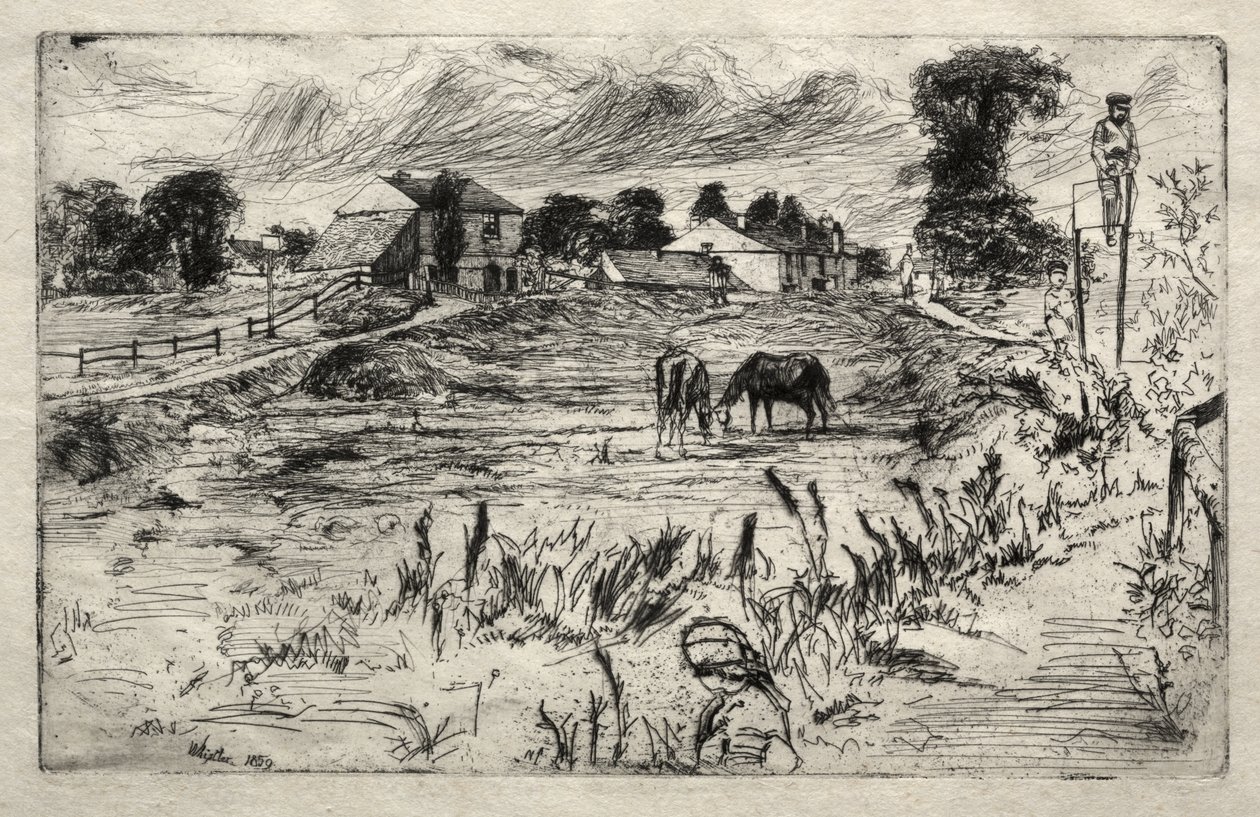 Landschap met het paard door James McNeill Whistler
