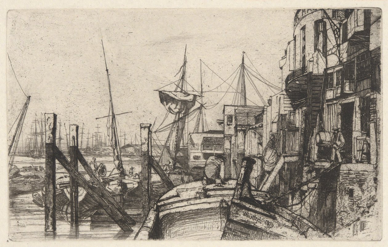 Limehouse, uit de Thames Set (Een Serie van Zestien Etsen van Scènes aan de Theems en Andere Onderwerpen) door James Abbott McNeill Whistler