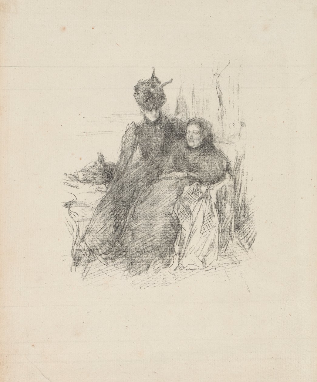 Moeder en dochter [De Zieke Moeder] door James McNeill Whistler