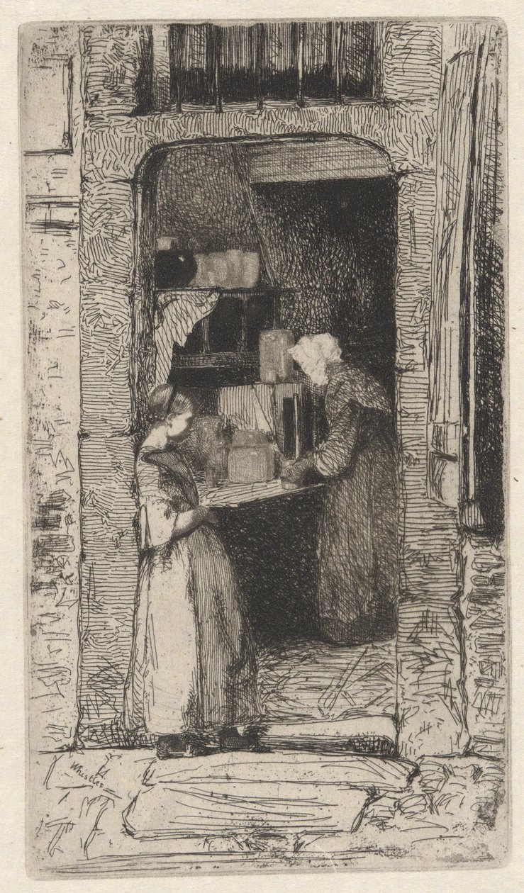 Mosterdvrouw, een van twaalf etsen uit de natuur door James Abbott McNeill Whistler
