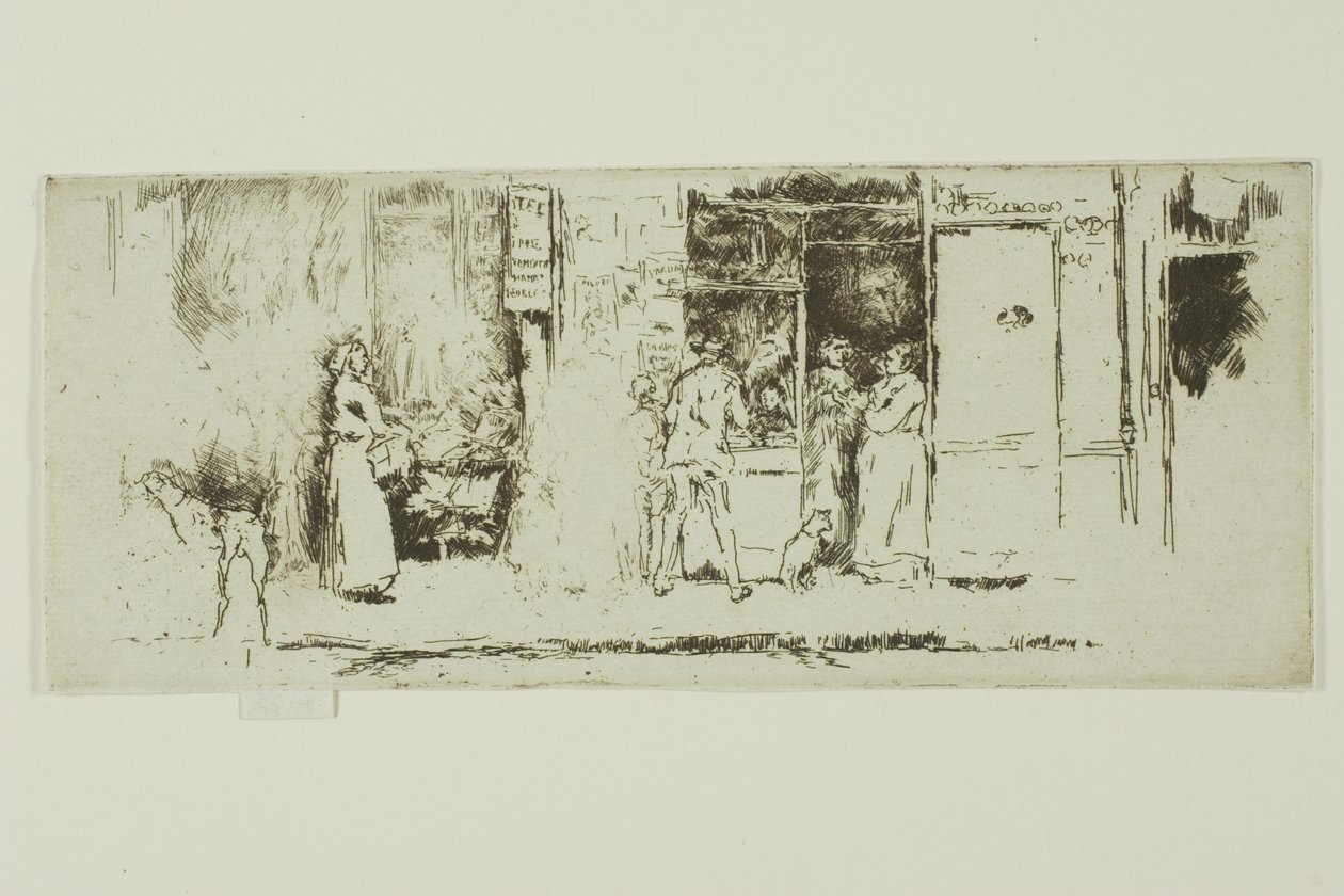 Krantenkiosk, Rue de Seine door James Abbott McNeill Whistler