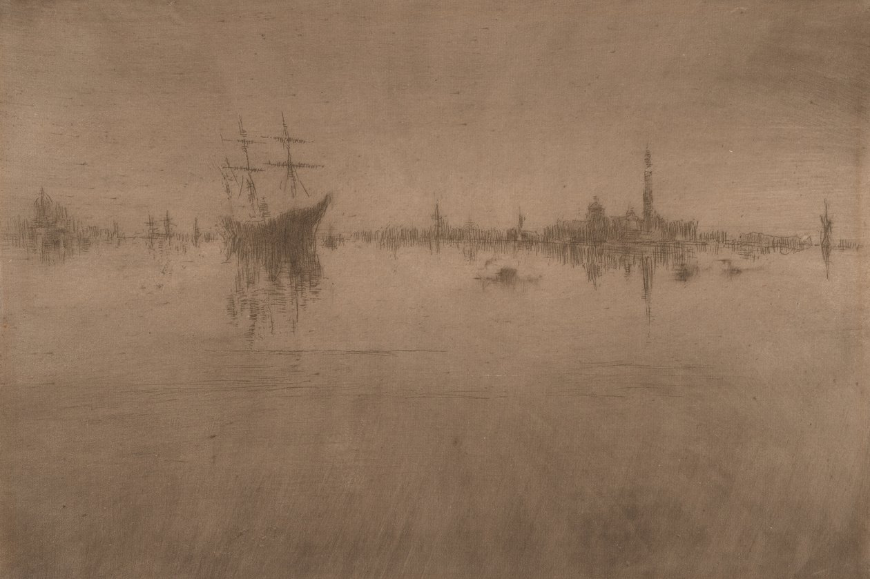 Nocturne, uit Venetië, een serie van twaalf etsen (de "Eerste Venetië Set") door James Abbott McNeill Whistler