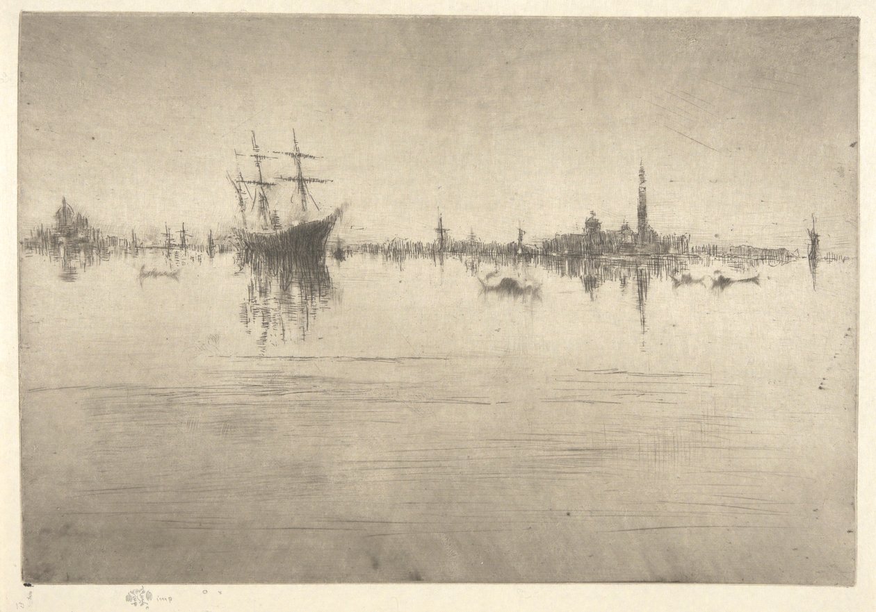 Nocturne, uit de Eerste Venetië Set (Venetië, Een Serie van Twaalf Etsen) door James Abbott McNeill Whistler