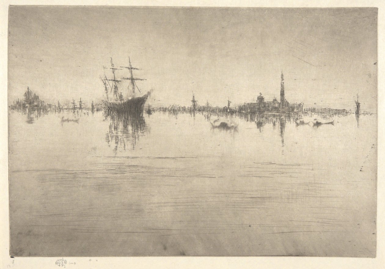 Nocturne, uit de Eerste Venetië-reeks (Venetië, een serie van twaalf etsen) door James McNeill Whistler