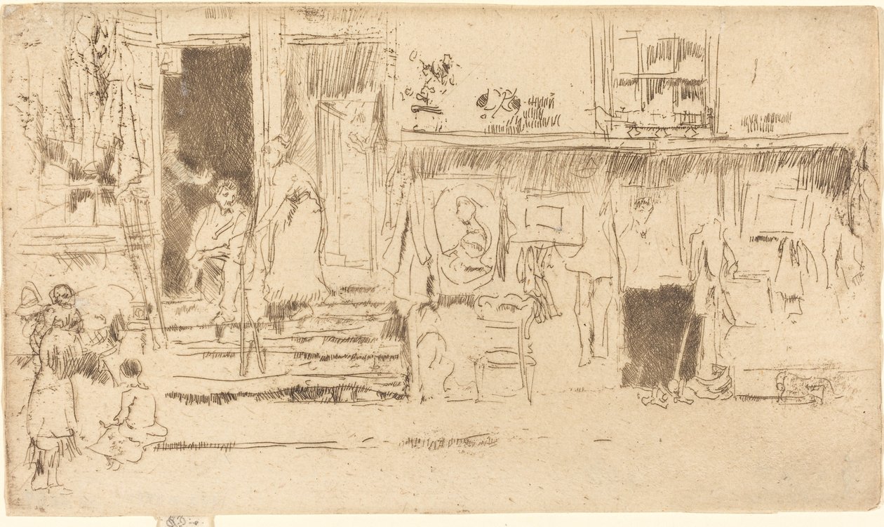 Oude-kledingwinkel, nr. II door James Abbott McNeill Whistler