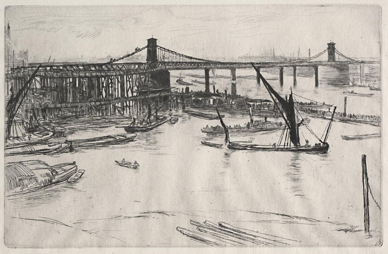 De oude Hungerford-brug door James McNeill Whistler