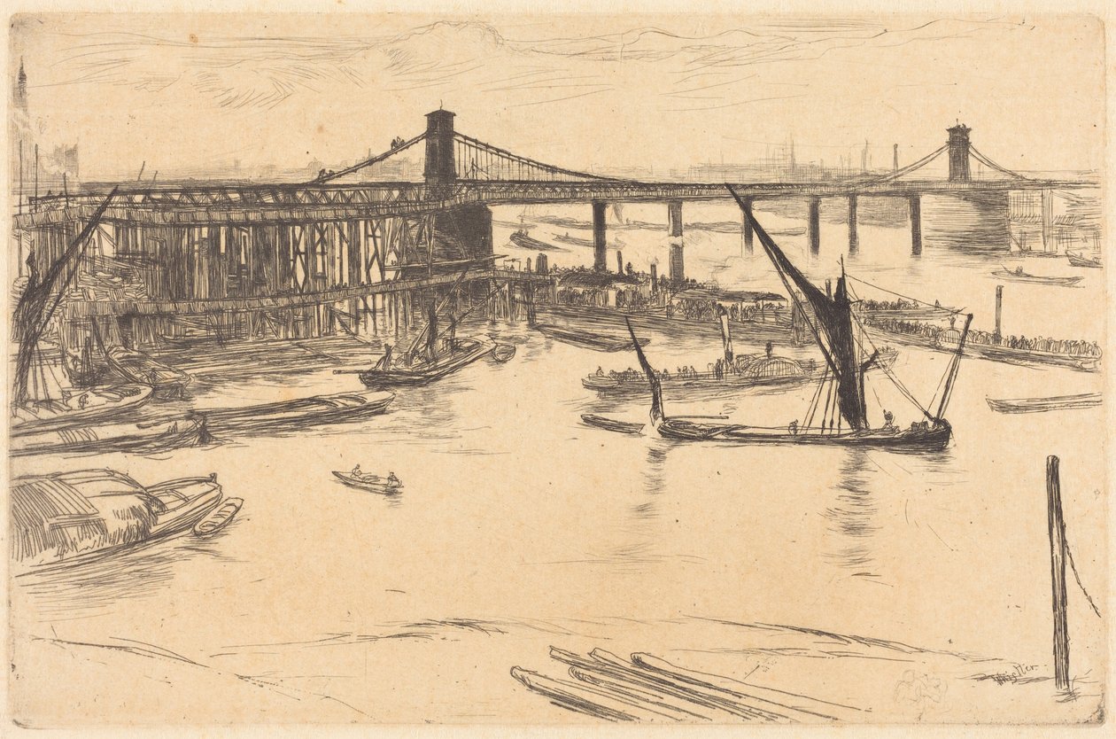 Oude Hungerfordbrug door James McNeill Whistler