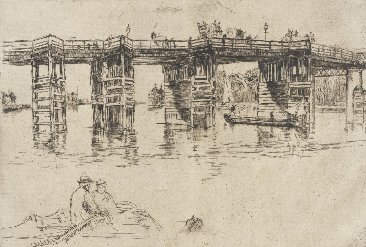 De oude Putney Bridge door James McNeill Whistler