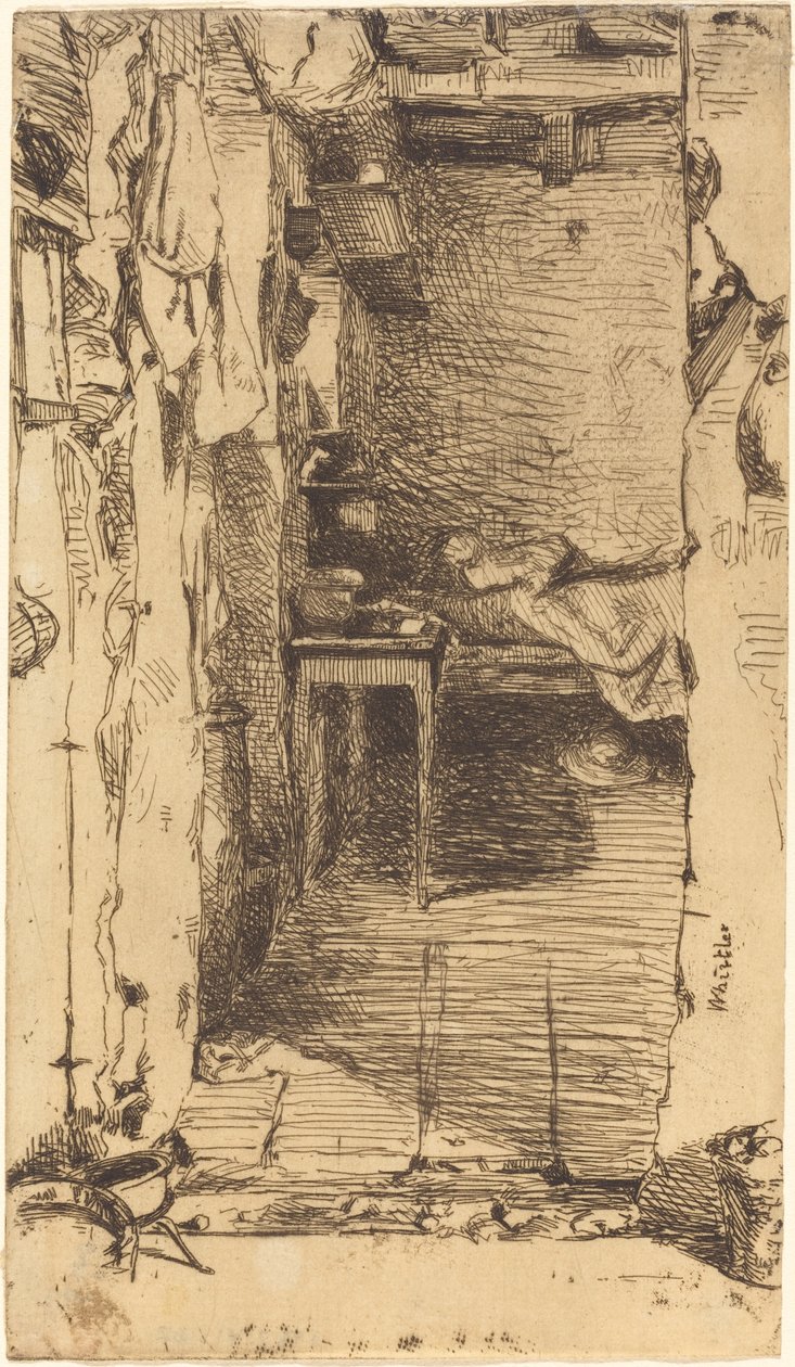 Voddenrapers, Quartier Mouffetard, Parijs door James Abbott McNeill Whistler