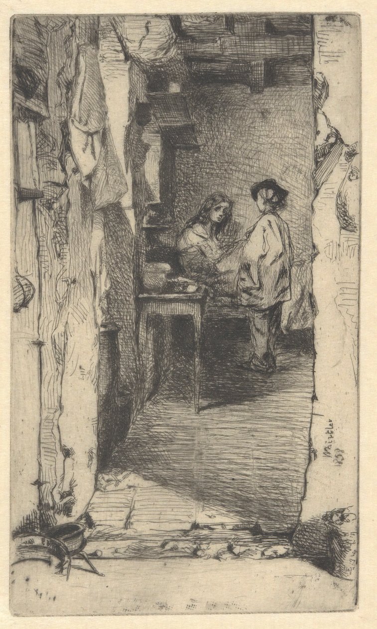 Voddenrapers, Quartier Mouffetard, Parijs door James Abbott McNeill Whistler