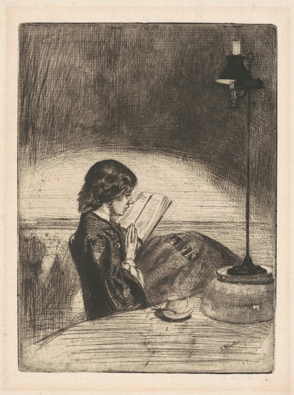 Lezen bij lamplicht door James McNeill Whistler