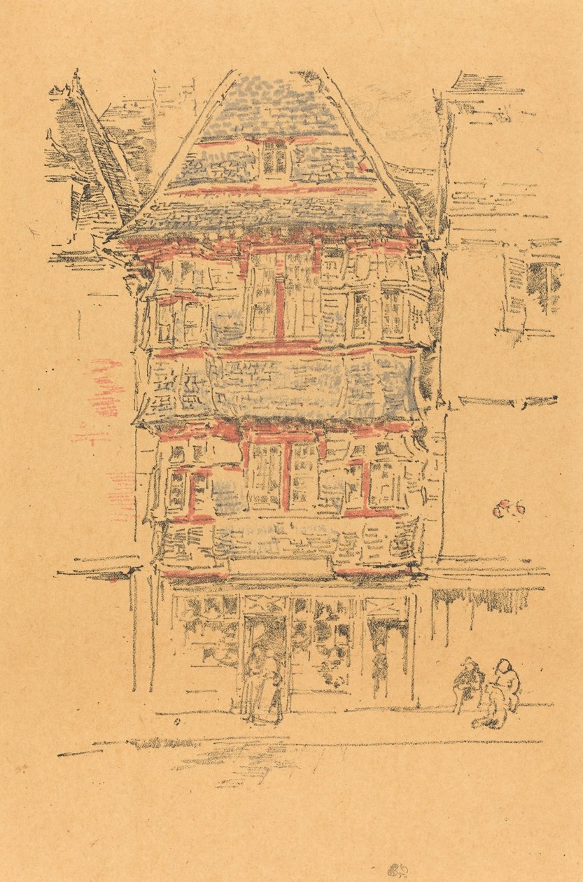 Rood huis, Paimpol door James Abbott McNeill Whistler