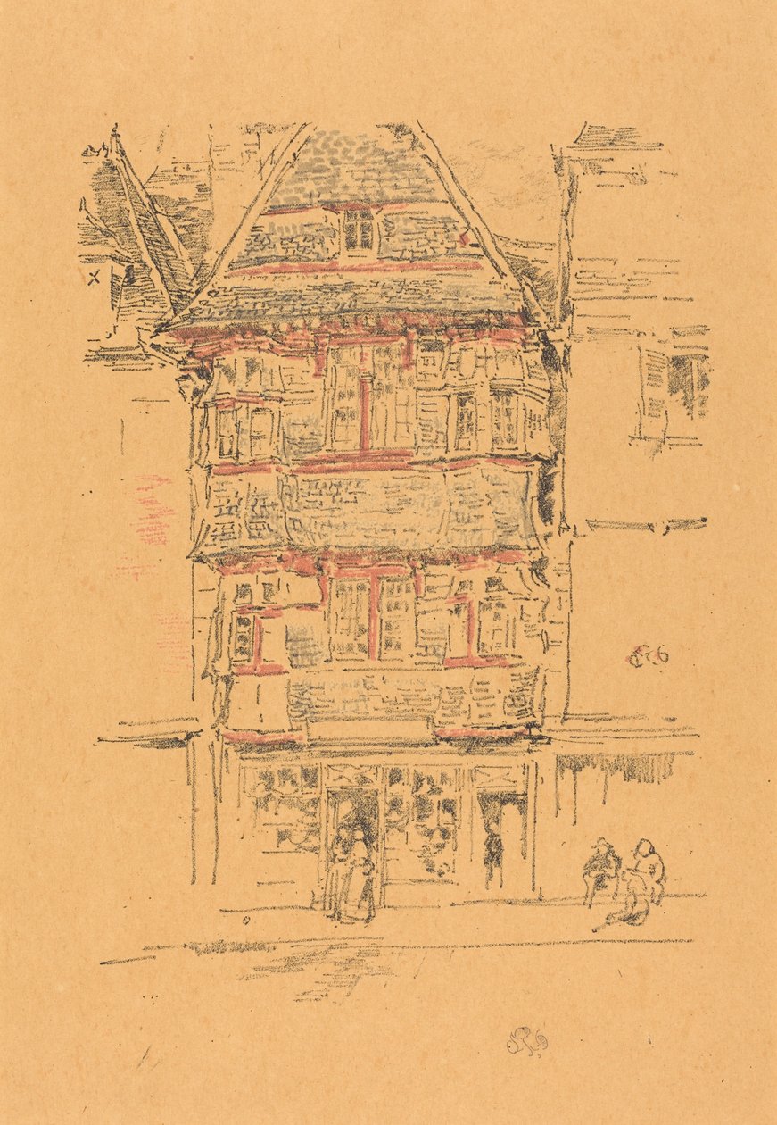 Rood huis, Paimpol door James McNeill Whistler