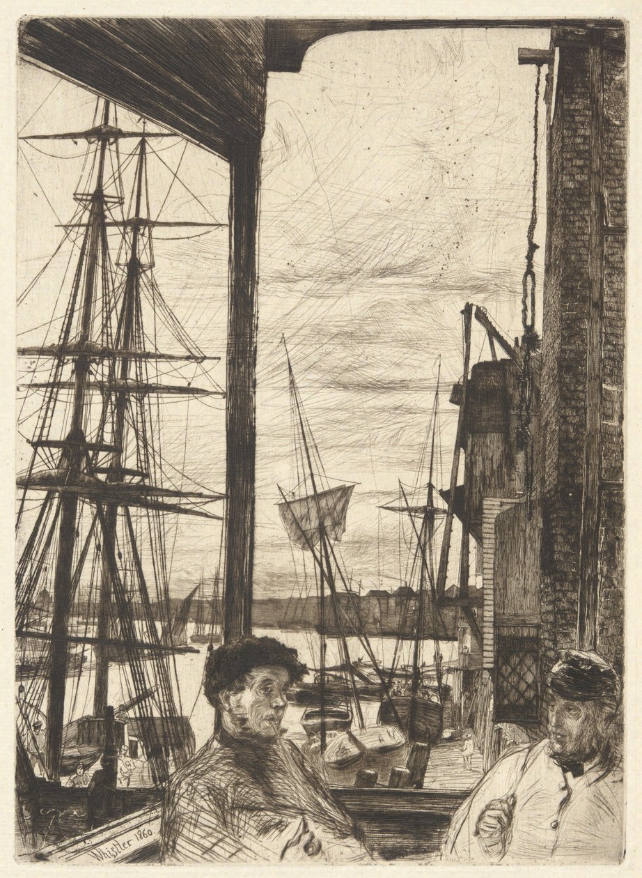 Rotherhithe (Wapping), uit de Thames Set (Een serie van zestien etsen met taferelen aan de Theems en andere onderwerpen) door James McNeill Whistler