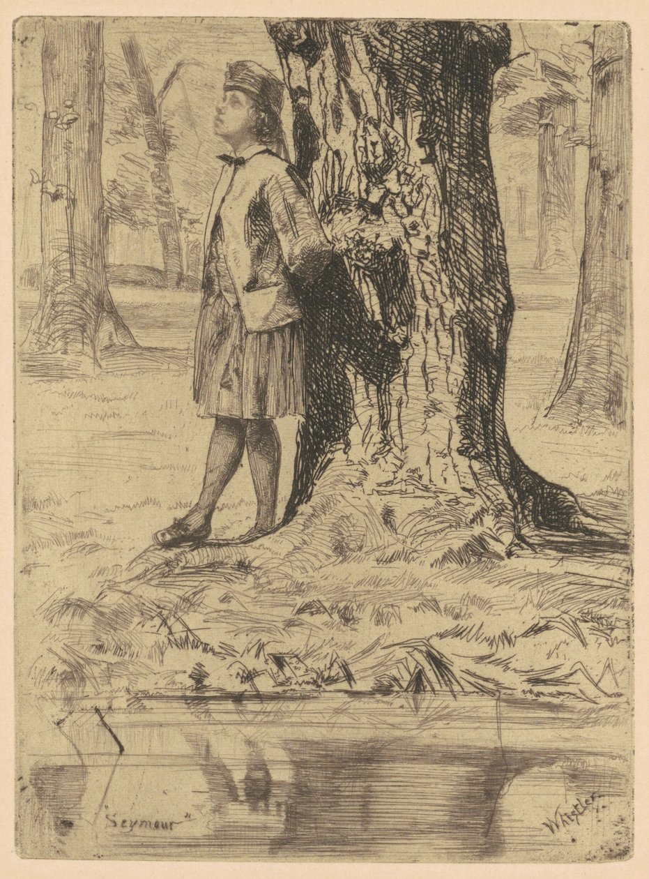 Seymour staand onder een boom door James McNeill Whistler