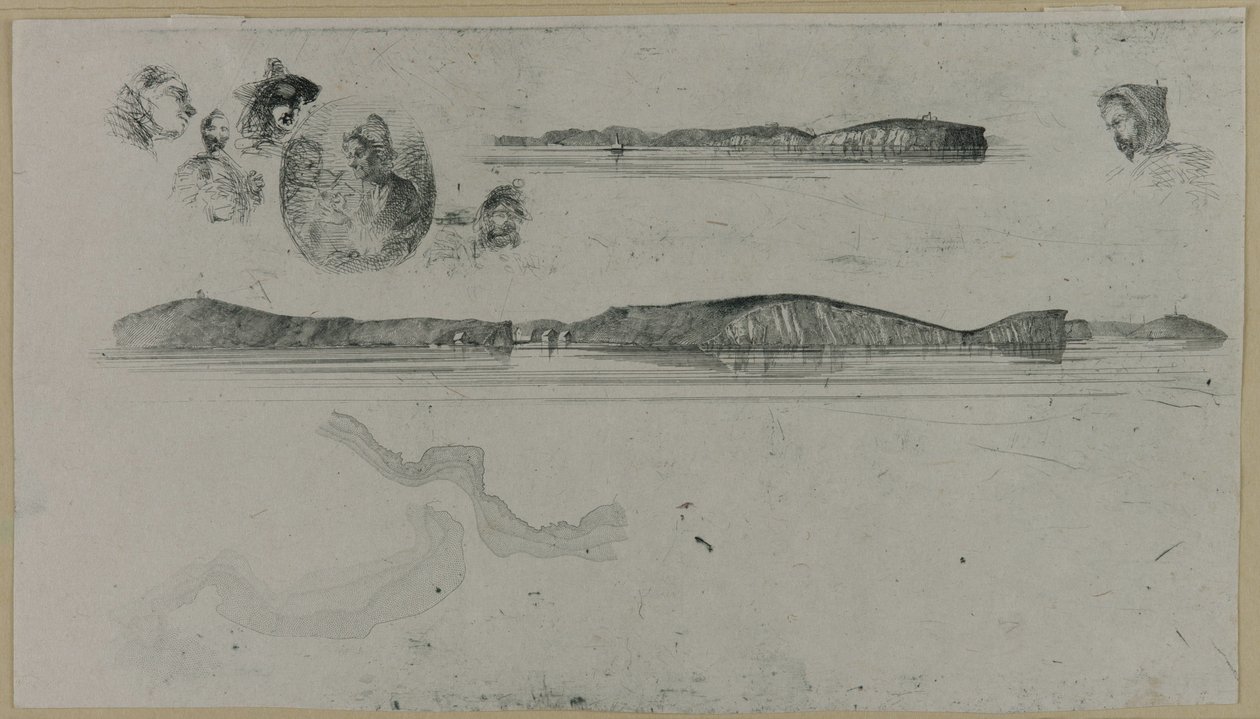 Schetsen op de Coast Survey Plaat door James Abbott McNeill Whistler