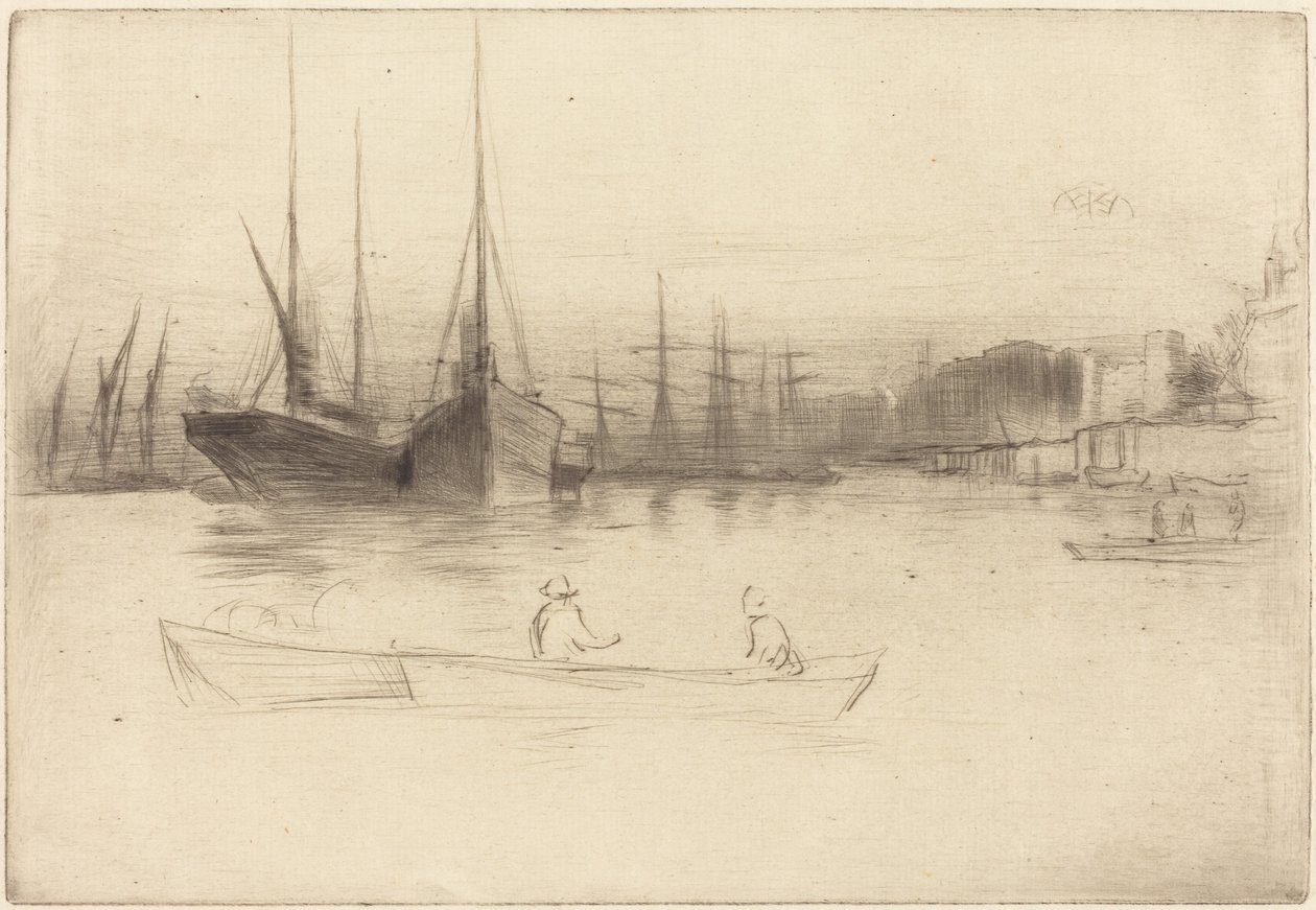 Stoomschepen bij de Tower door James McNeill Whistler