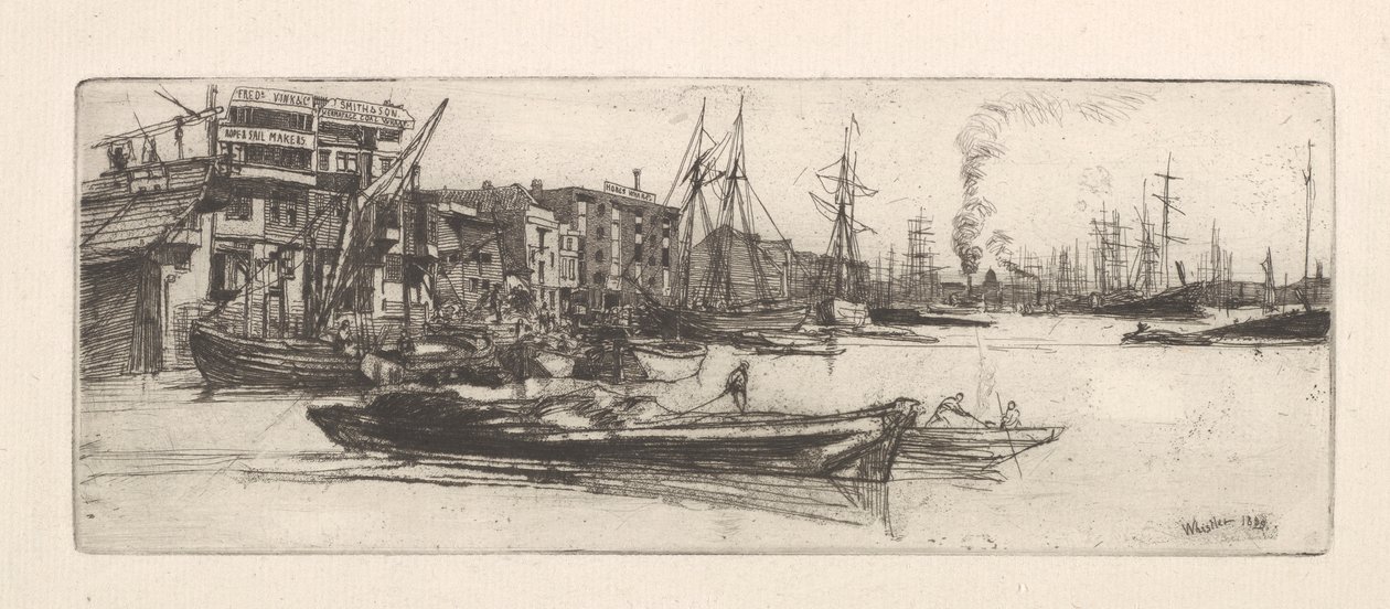 Thames pakhuizen door James Abbott McNeill Whistler