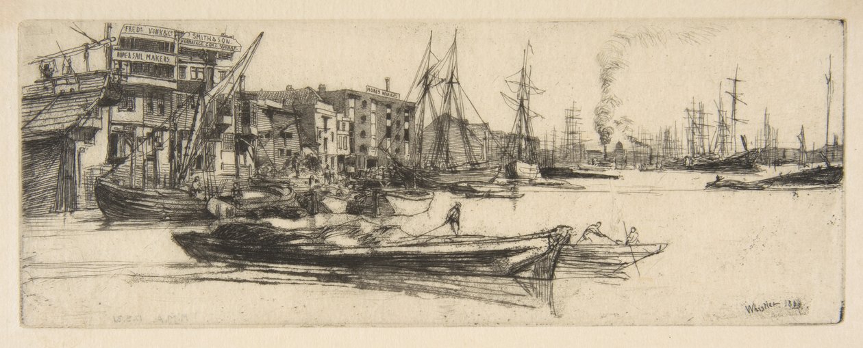 Thames-magazijnen door James McNeill Whistler