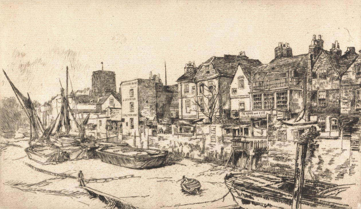 De Adam en Eva Tavern, Oud Chelsea door James Abbott McNeill Whistler